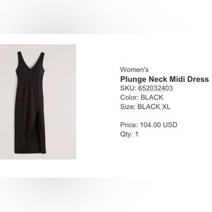Abercrombie & Fitch Black Plunge Neck Midi Dress
